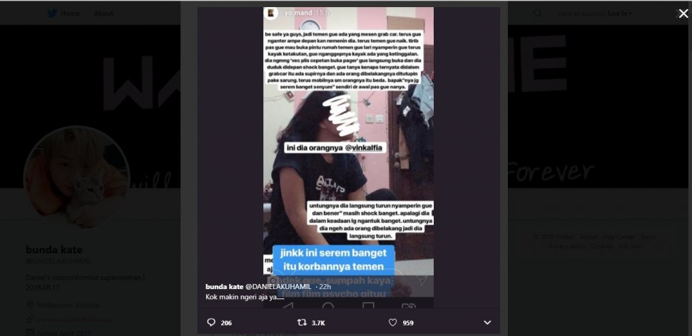Kisah seram ojol. (twitter/DANIELAKUHAMIL)