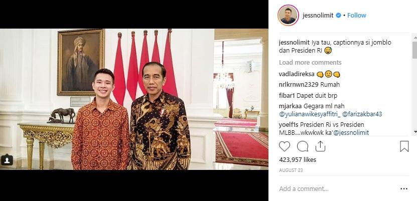 Presdien Joko Widodo dengan Jess No Limit; (Instagram/@jeesnolimit)