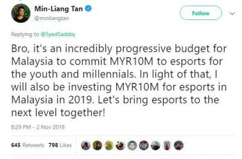 Razer dukung pengembangan eSports di Malaysia. (Twitter/@minliangtan).