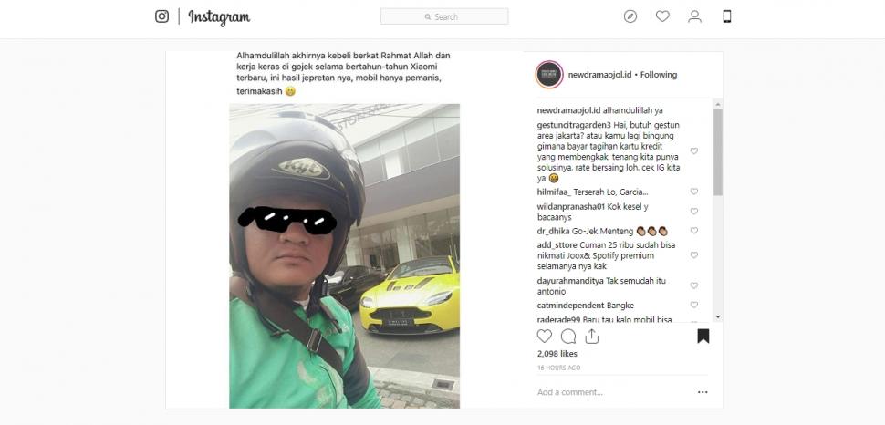 Driver ojol pamer. (instagram/newdramaojol.id)