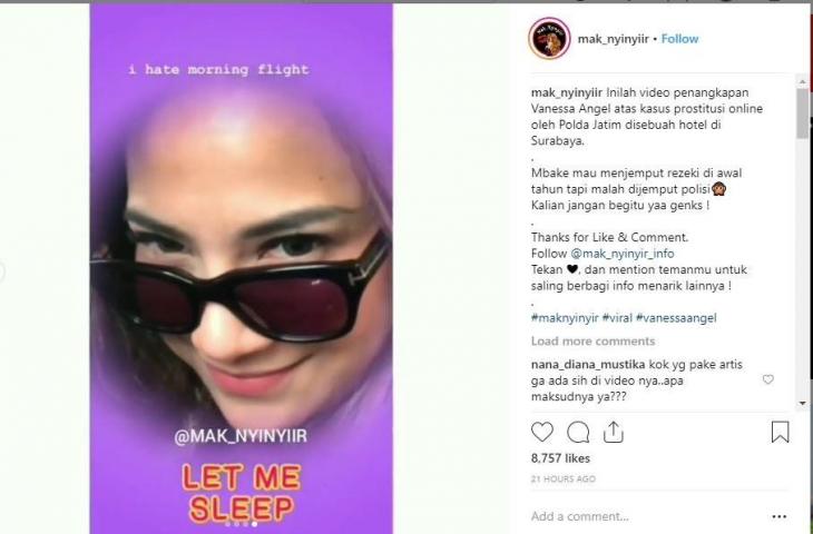 Filter Instagram ala Vanessa Angel tiba-tiba ramai dipakai netizen. (Instagram/@mak_nyinyiir)