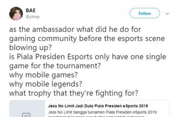 Protes Reza Arap terkait duta Piala Presiden eSports 2019. (twitter/ybrap)