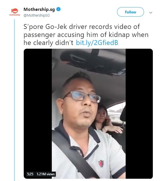 Driver taksi online dituduh menculik customer. (twitter/MothershipSG)