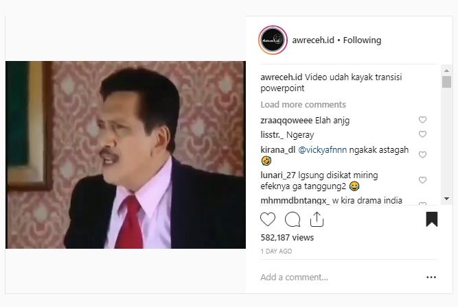 Adegan sinetron jadul. (instagram/awreceh.id)