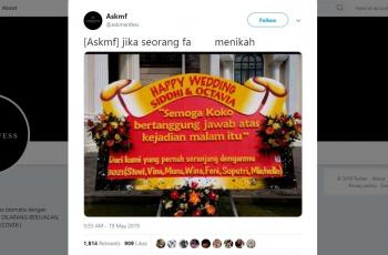 Karangan bunga saat playboy menikah. (twitter/askmenfess)