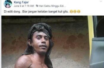 Netizen ini minta diedit biar tidak kelihatan seperti kuli. (Facebook/ Kang Fajar)
