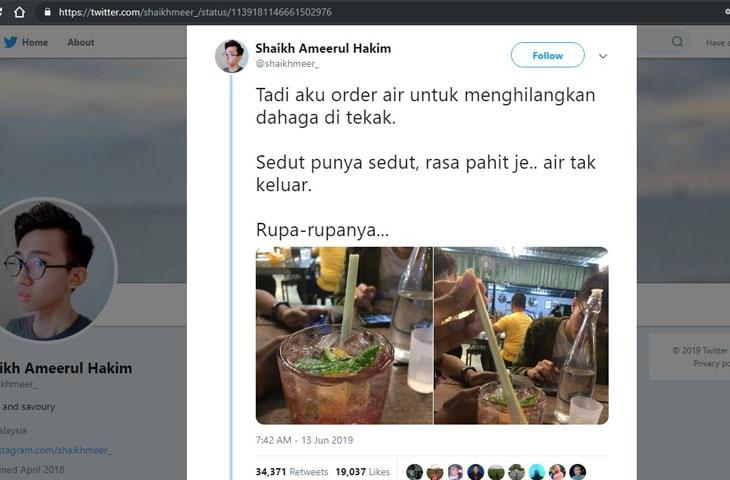 Disangka Sedotan Ramah Lingkungan, ternyata batang serai. (Twitter/ @shaikhmeer_)