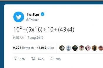 Soal matematika dari Twitter. (Twitter/ @Twitter)