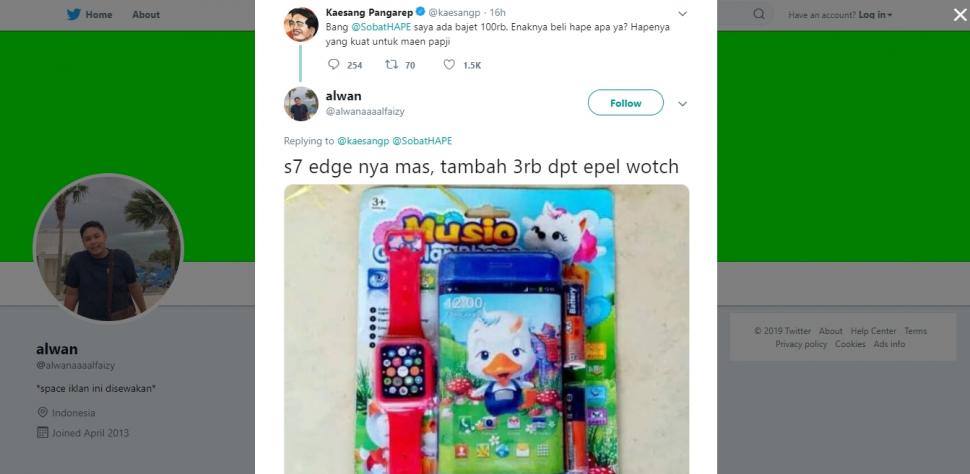 Kaesang Pangarep minta rekomendasi smartphone. (twitter/alwanaaaalfaizy)
