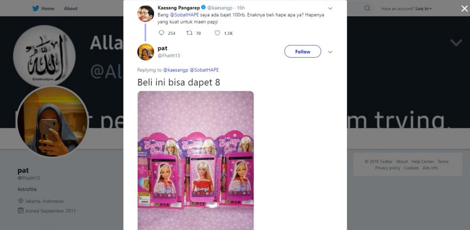 Kaesang Pangarep minta rekomendasi smartphone. (twitter/Fhattt13)