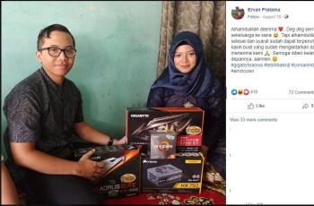 Gamer lamar kekasihnya dengan seperangkat komponen PC gaming. (Facebook/ Ervan Pratama)