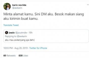 Salah satu netizen minta ditraktir sama Awkarin. (Twitter/ awkarin)
