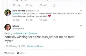 Awkarin bagi-bagi duit ke netizen. (Twitter/ Awkarin)