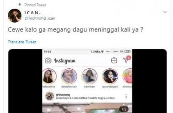 Netizen ini penasaran mengenai cewek selalu foto dengan memegang dagu. (Twitter/ mchmmd_ican)