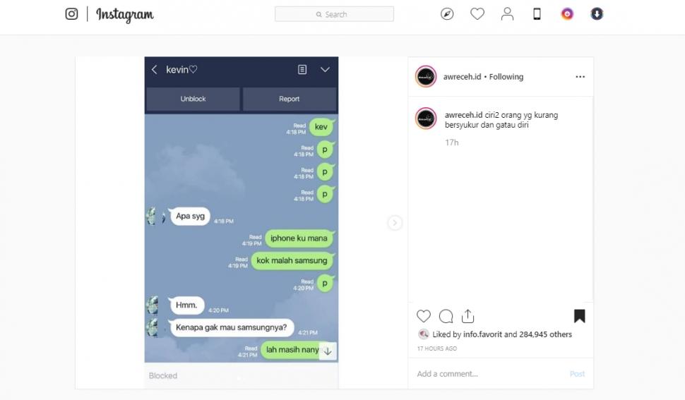 Ngambek karena diberi smartphone Android. (instagram/awreceh.id)