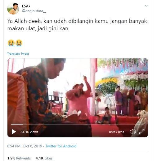 Bocah cilik yang bergoyang kocak di kondangan ini viral di Twitter. (Twitter/ anginutara__)