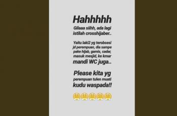 Fenomena cross hijaber membuat cewek-cewek ekstra waspada. (Twitter/ lnfinityslut)