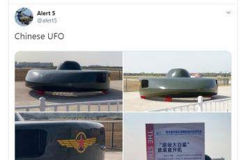 Pesawat militer China berbentuk UFO membuat netizen geger. (Twitter/ alert5)