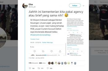 Tuduh akun Twitter kementerian pakai agency. (twitter/elisa_jkt)