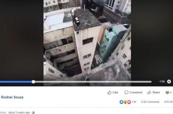 Aksi parkour di gedung pencakar langit Hong Kong. (Facebook/ Rodnei Souza)