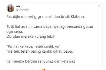 Thread mengenai gurauan antar bapak dan anak yang menampar balik netizen berhasil viral di Twitter. (Twitter/ Lexandroi)