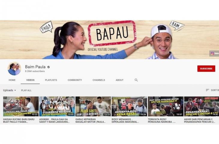 Ilustrasi channel YouTube Baim Wong. (YouTube/ Baim Paula)