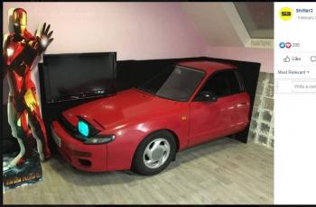 Setup gaming dengan bodi mobil asli. (Facebook/ Shifter3)