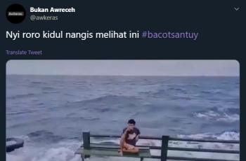 Pria santai di pantai. (twitter/awkeras)