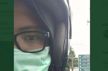 Driver ojol cantik ini malah digombalin netizen. (Twitter/ SyellaCilaa)