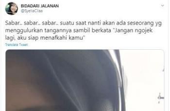 Driver ojol cantik ini membuat postingan yang menyiratkan dirinya mencari pasangan. (Twitter/ SyellaCilaa)