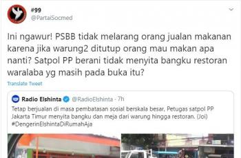 Aksi satpol PP sita bangku dan warung. (twitter/PartaiSocmed)