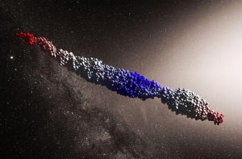 Simulasi asteroid Oumuamua. ( ZHANG Yun/ESO/ M. Kornmesser)