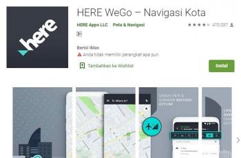 Aplikasi Here WeGo. (Google Play Store)