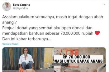 Gadis cantik bantu kakek penjual donat. (twitter/elsyandria)