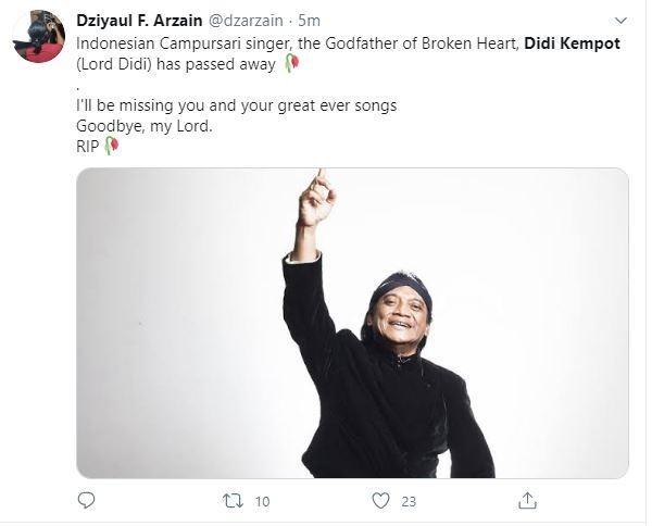 Netizen mengenang Didi Kempot. (Twitter/ dzarzain)