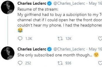 Charles Leclerc keasyikan main game. (Twitter/ Charles_Leclerc)