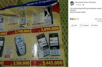 Brosur HP jadul bikin netizen salfok dengan Nokia 6600. (Facebook/ Kementrian Humor Indonesia)