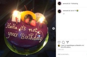 Kue ulang tahun yang bikin bocah nangis. (instagram/awreceh.id)