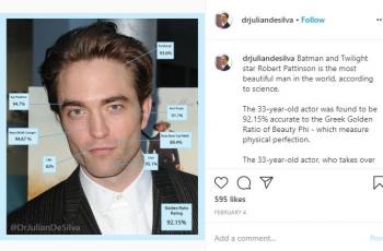 Rumus matematika buktikan Robert Pattinson pria tertampan di dunia. (instagram/drjuliandesilva)
