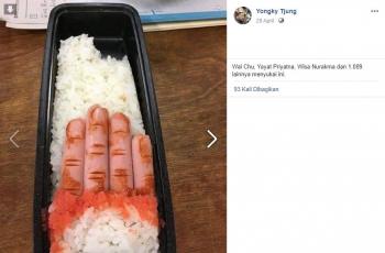 Bekal makan siang yang bikin hilang nafsu makan. (facebook/Yongky Tjung)