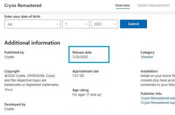Tanggal peluncuran Crysis Remastered bocor di Microsoft Store. (Microsoft Store)