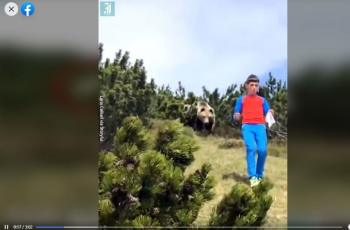 Video mengenai bocah yang diikuti beruang cokelat ini viral di Facebook. (Facebook/ Zac Smith Fitness)