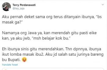 Direndahkan ibu pacar soal urusan masak. (twitter/tey_saja)