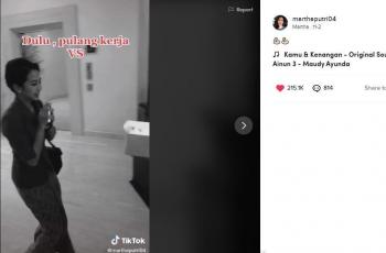 Pramugari cantik yang kini berjualan sate ini disemangati netizen. (TikTok/ marthaputri04)