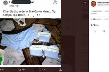 Pembeli online ini kecewa karena celana dalam pesanannya tak sesuai ekspektasi. (Twitter/ txtdarionlshop)