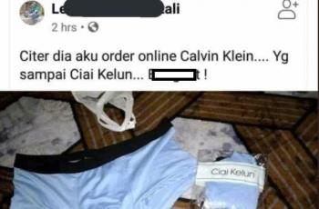 Pembeli online ini kecewa karena celana dalam pesanannya tak sesuai ekspektasi. (Twitter/ txtdarionlshop)