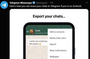Makin mudah pindahkan chat dari WhatsApp ke Telegram. (Twitter/ Telegram)