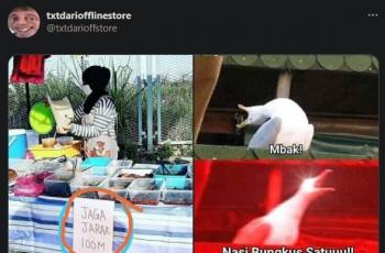 Tulisan di warung nasi. (twitter/txtdarioffstore)