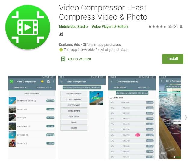 Aplikasi kompres video. (Play Store)