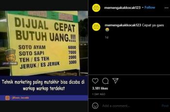 Spanduk warung soto. (instagram/memengakakkocak123)